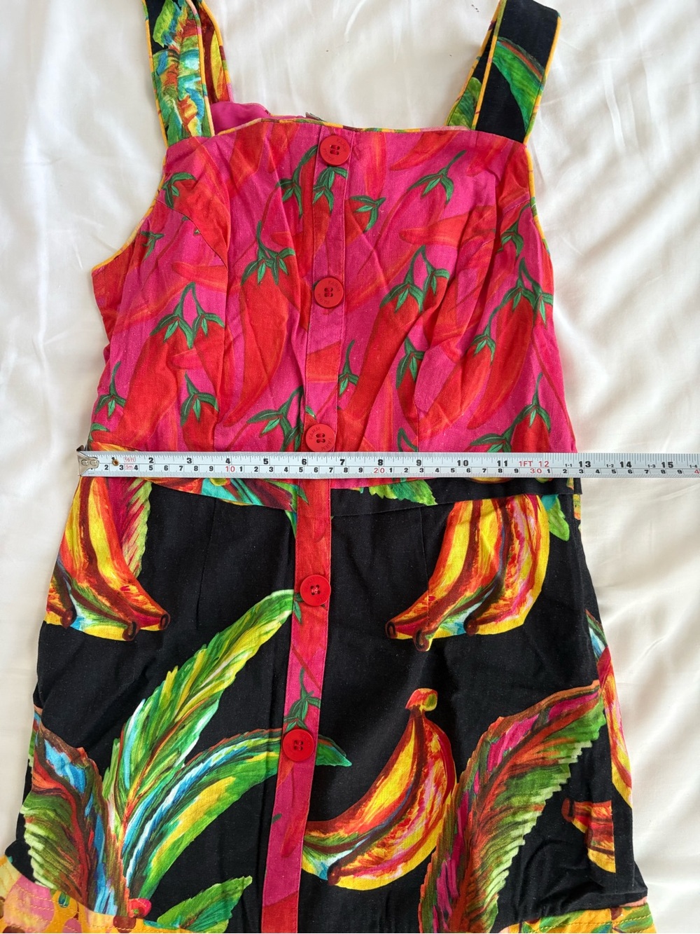Farm Rio Cashews Chilli Bananas Linen Mini Dress M - Picture 11 of 16